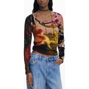DESIGUAL T-SHIRT MANICHE LUNGHE DONNA - Marrone