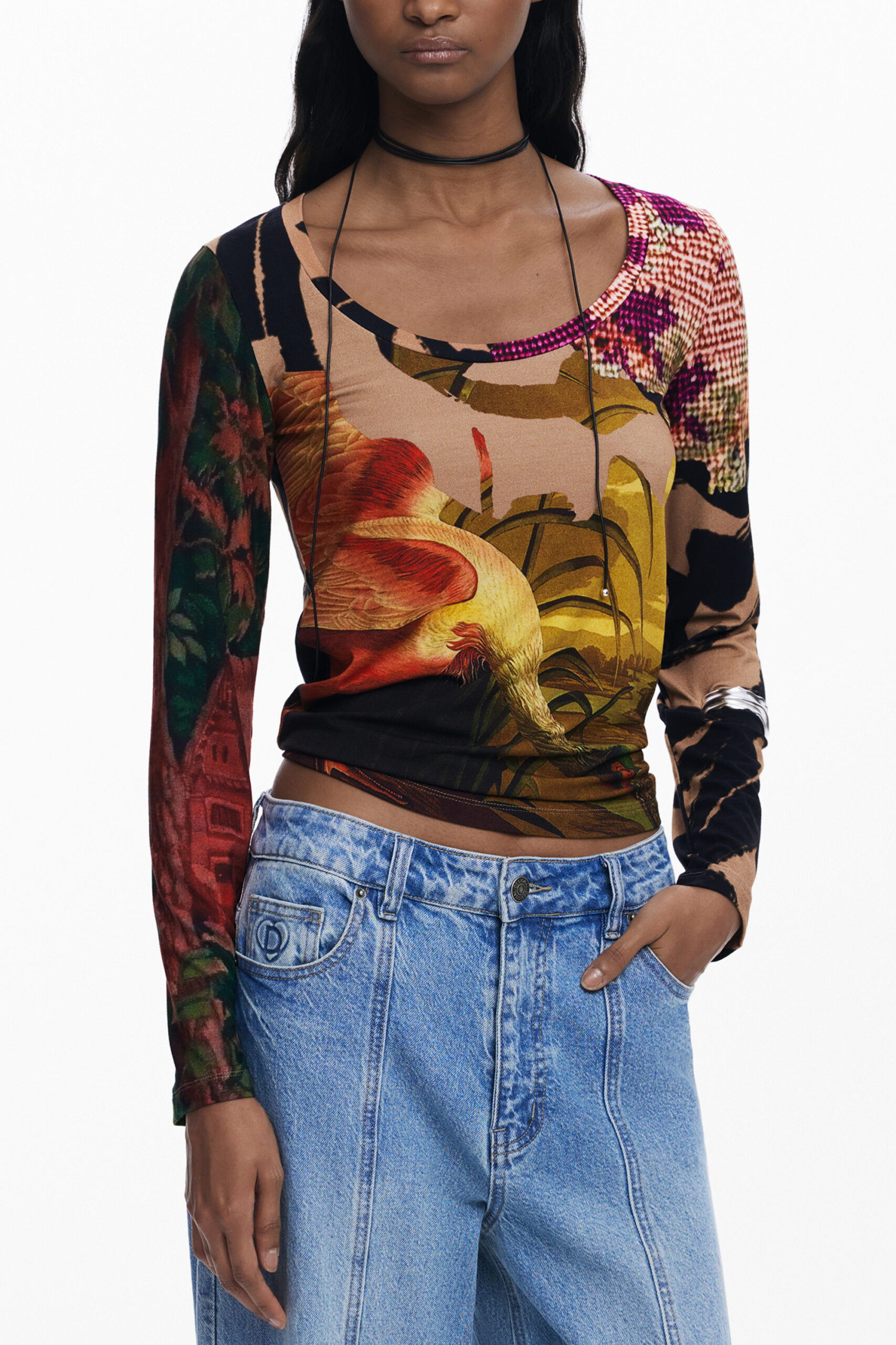 DESIGUAL T-SHIRT MANICHE LUNGHE DONNA - Marrone