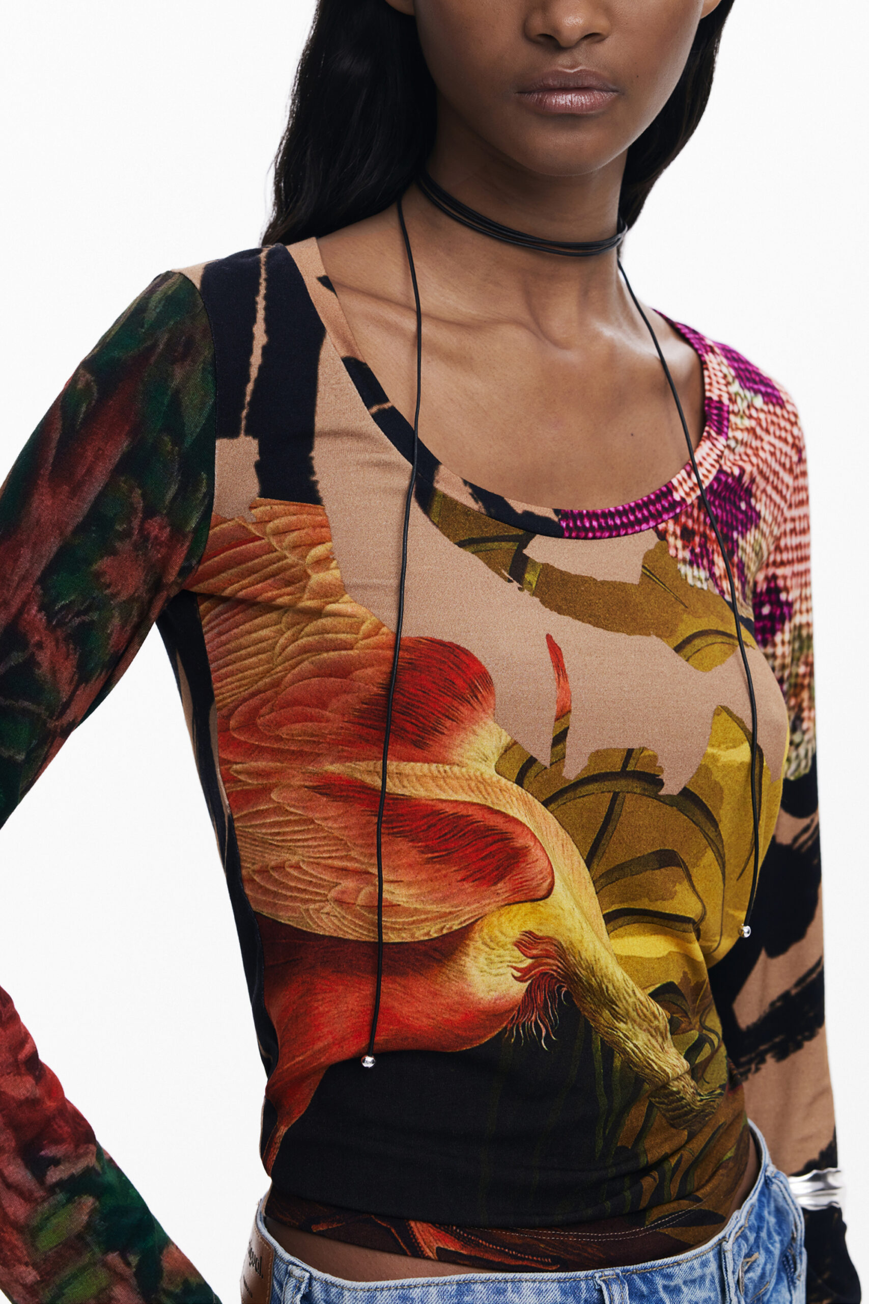 DESIGUAL T-SHIRT MANICHE LUNGHE DONNA - Marrone - immagine 3