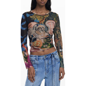 DESIGUAL T-SHIRT MANICHE LUNGHE DONNA - Nero