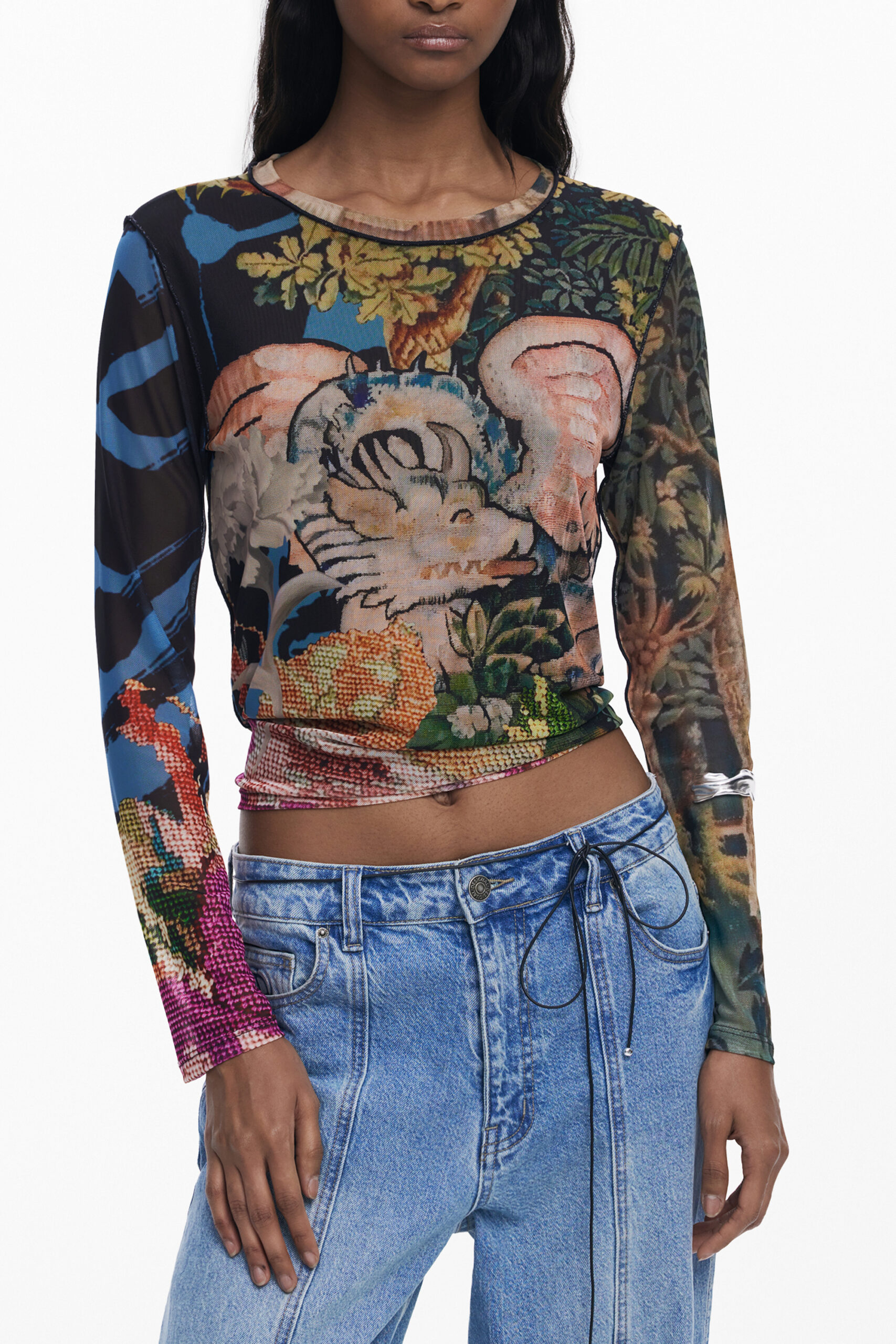 DESIGUAL T-SHIRT MANICHE LUNGHE DONNA - Nero