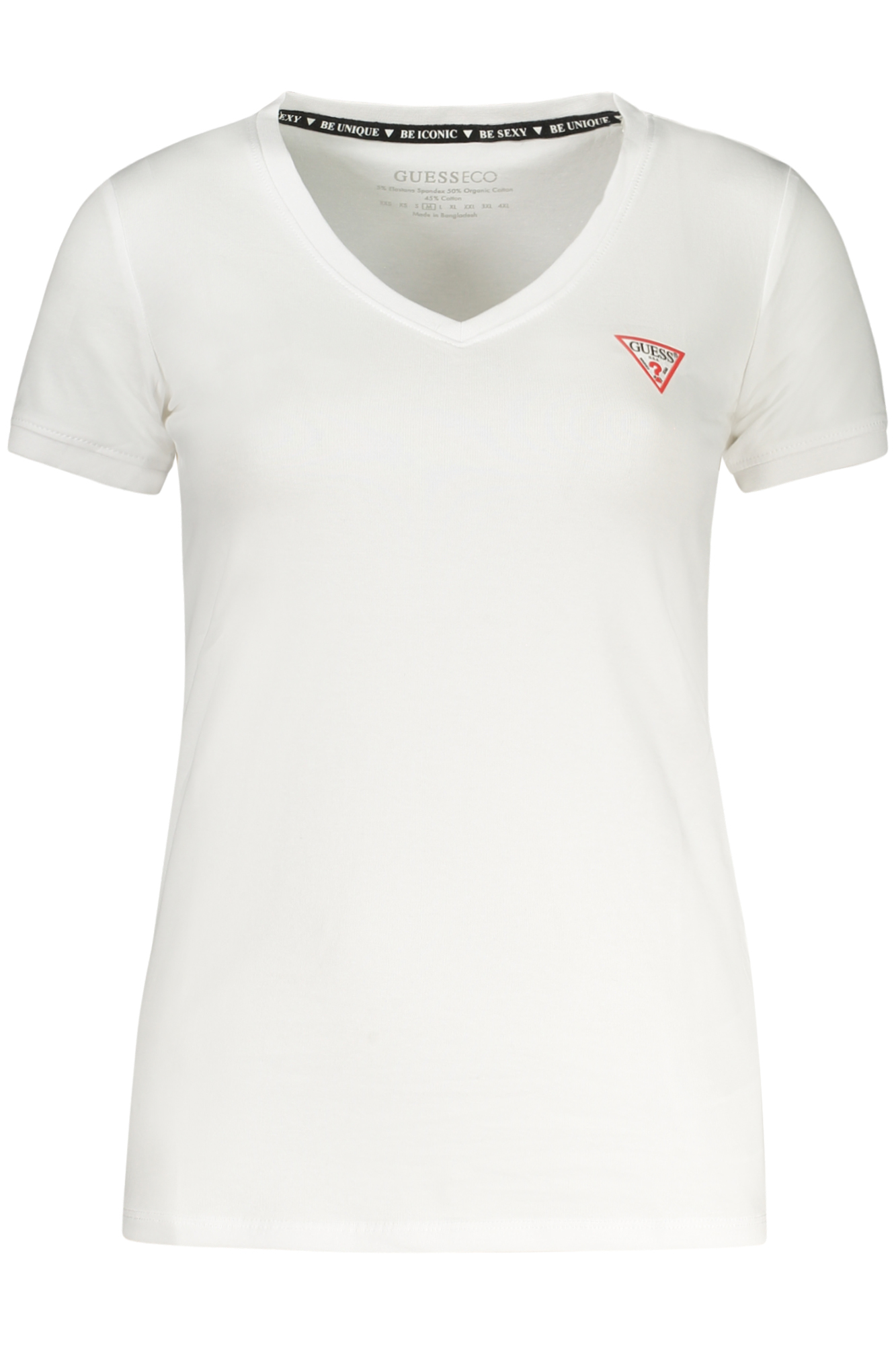GUESS JEANS T-SHIRT MANICHE CORTE DONNA - Bianco
