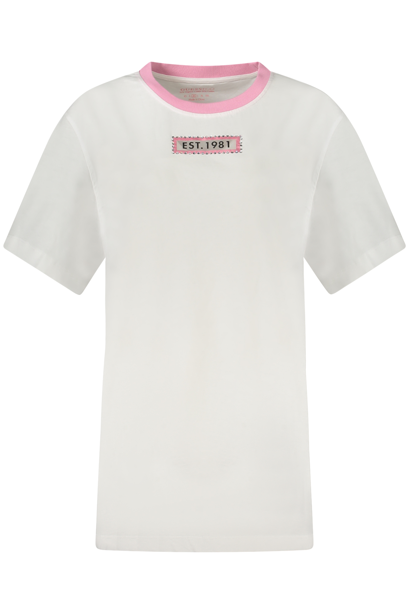 GUESS JEANS T-SHIRT MANICHE CORTE DONNA - Bianco