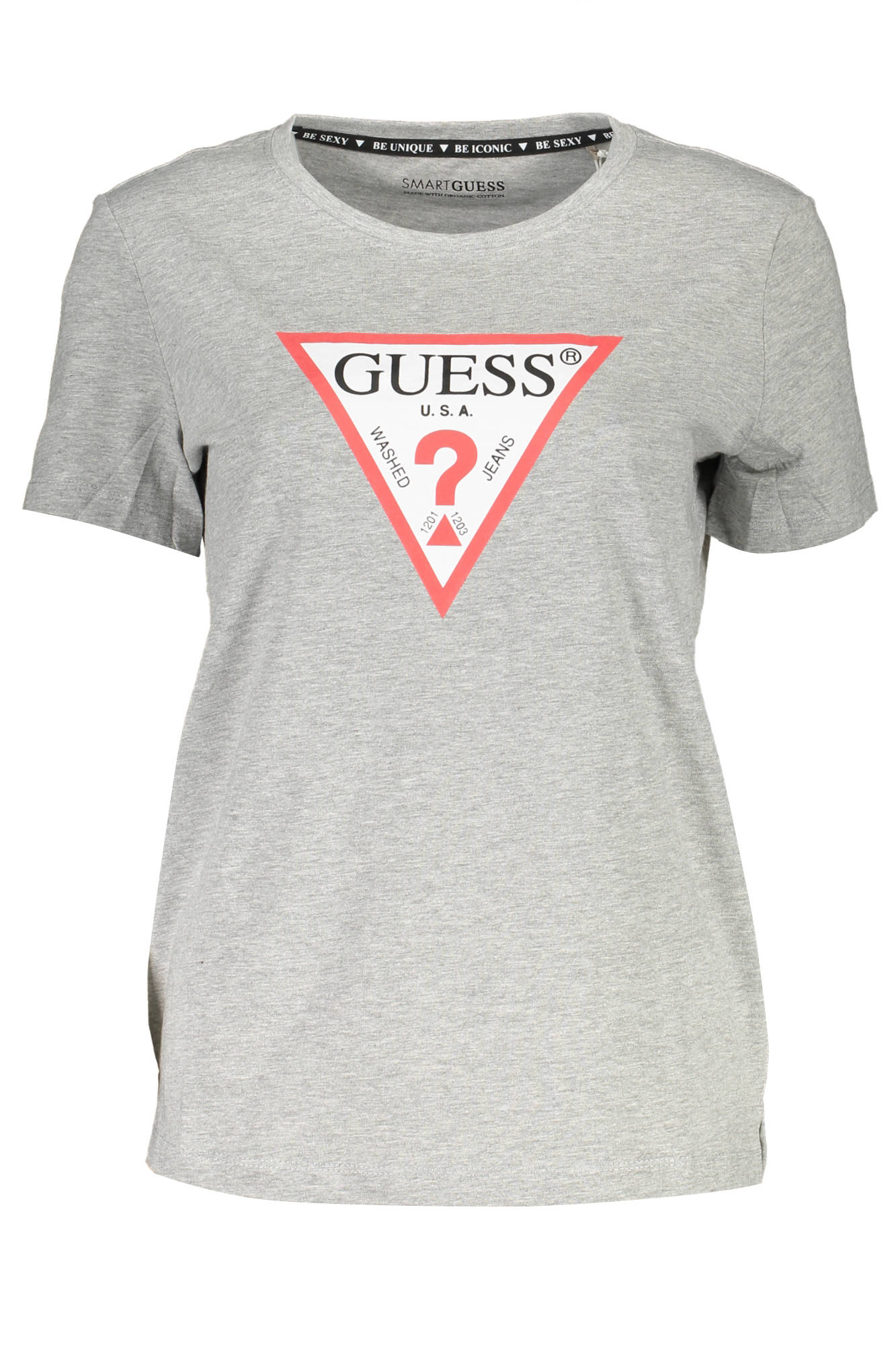 GUESS JEANS T-SHIRT MANICHE CORTE DONNA - Grigio