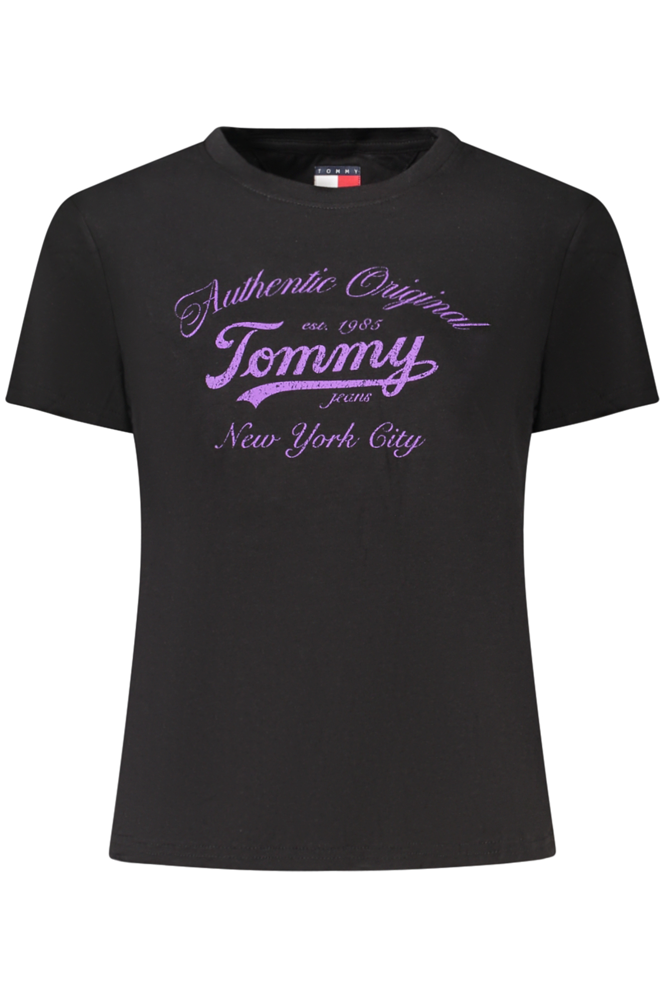 TOMMY HILFIGER T-SHIRT MANICHE CORTE DONNA - Nero
