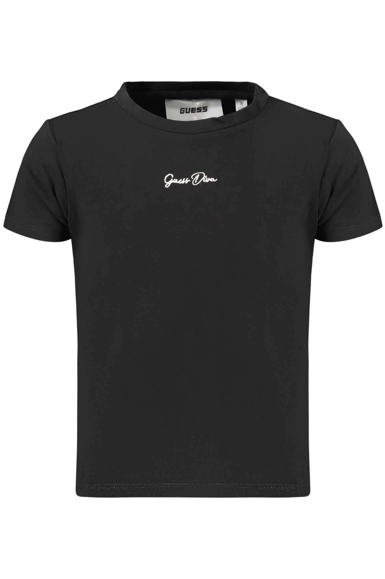 GUESS JEANS T-SHIRT MANICHE CORTE BAMBINA - Nero