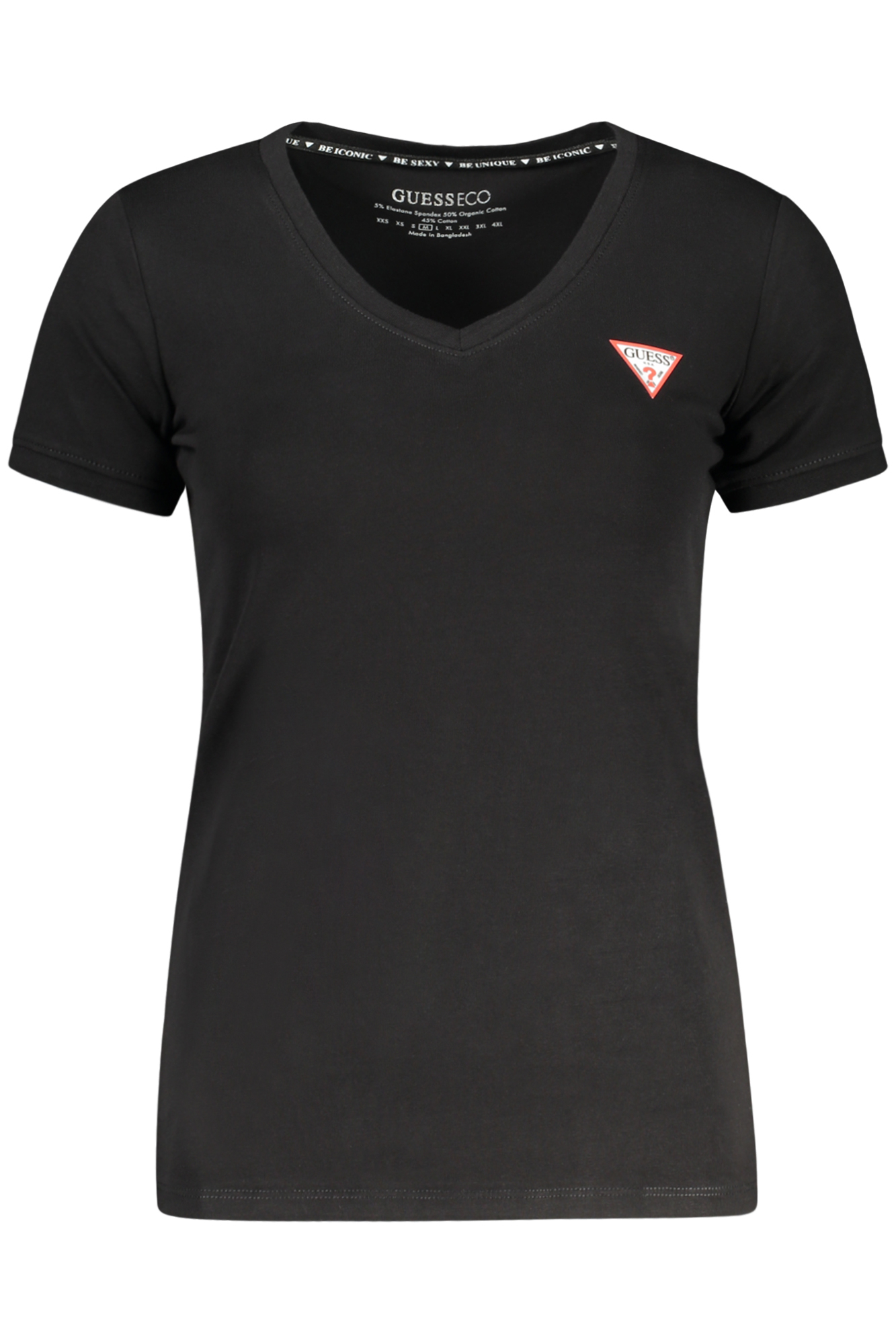 GUESS JEANS T-SHIRT MANICHE CORTE DONNA - Nero