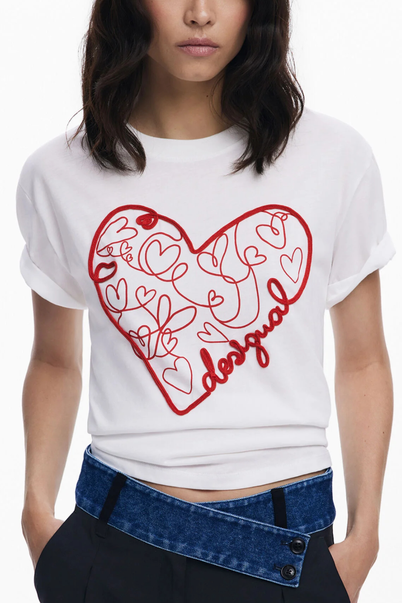 DESIGUAL T-SHIRT MANICHE CORTE DONNA - Bianco