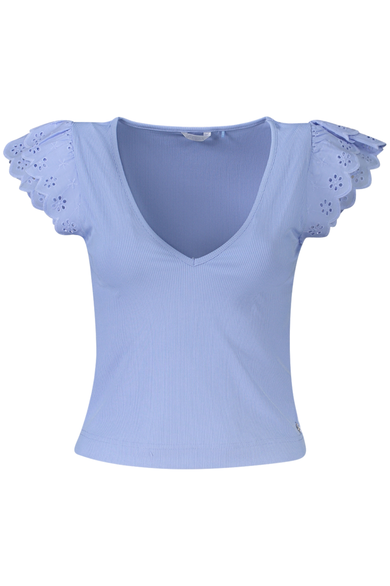 GUESS JEANS T-SHIRT MANICHE CORTE DONNA - Azzurro