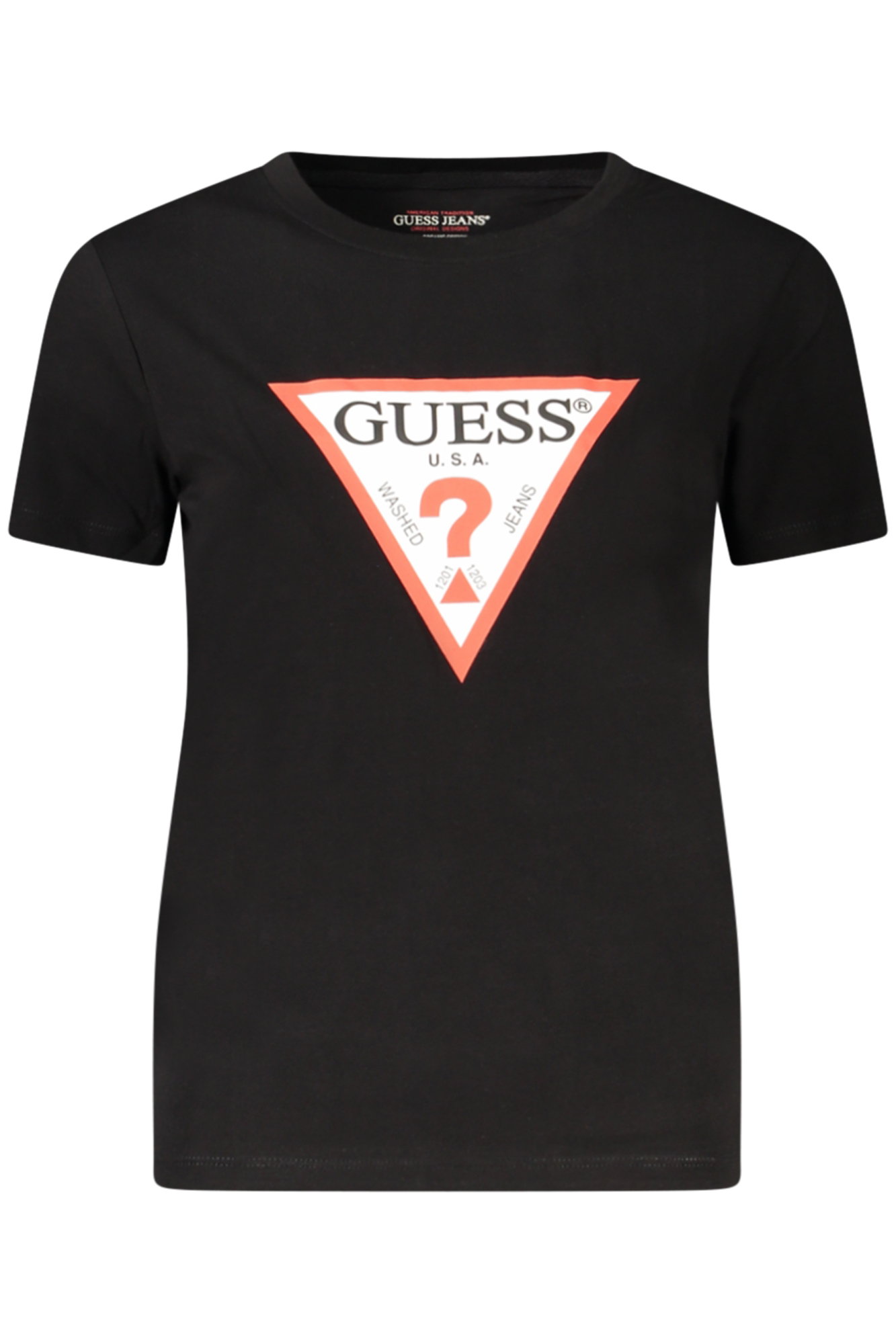 GUESS JEANS T-SHIRT MANICHE CORTE DONNA - Nero