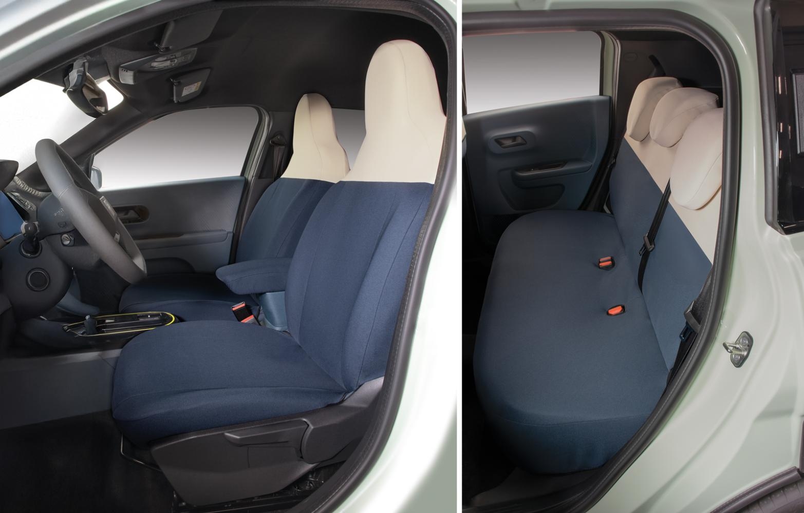 Serie completa coprisedili personalizzati Fiat Grande Panda 25> 5 posti post. intero tess. misto cotone blu navy/crema