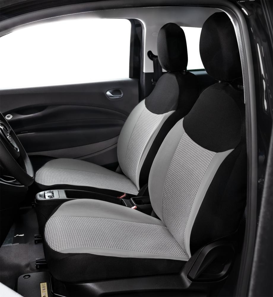 Coprisedili anteriori personalizzati Fiat 500 Hybrid 26> e 500 Elettrica 20> tess. misto cotone nero/grigio/pied de poule