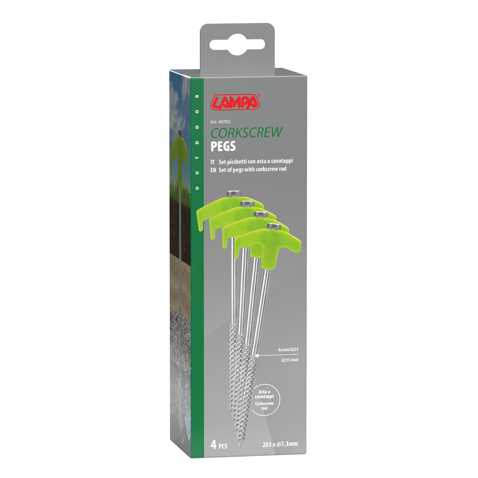 Picchetti con asta a cavatappi, set 4 pz - 203 x 7,3 mm - immagine 3