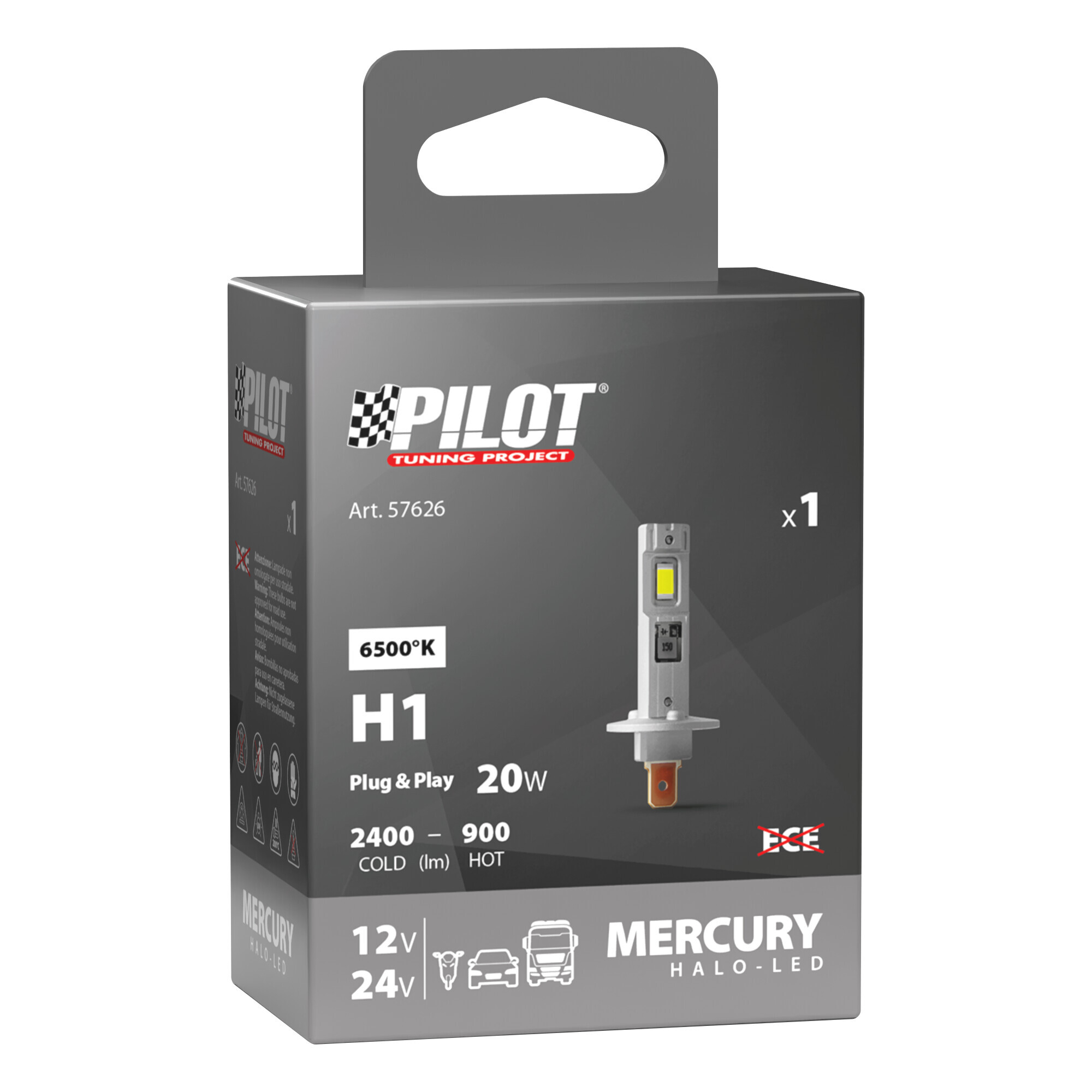 12/24V Halo Led Mercury Series, kit conversione a Led - (H1) - 20W - P14,5s - 1 pz - Scatola - immagine 3