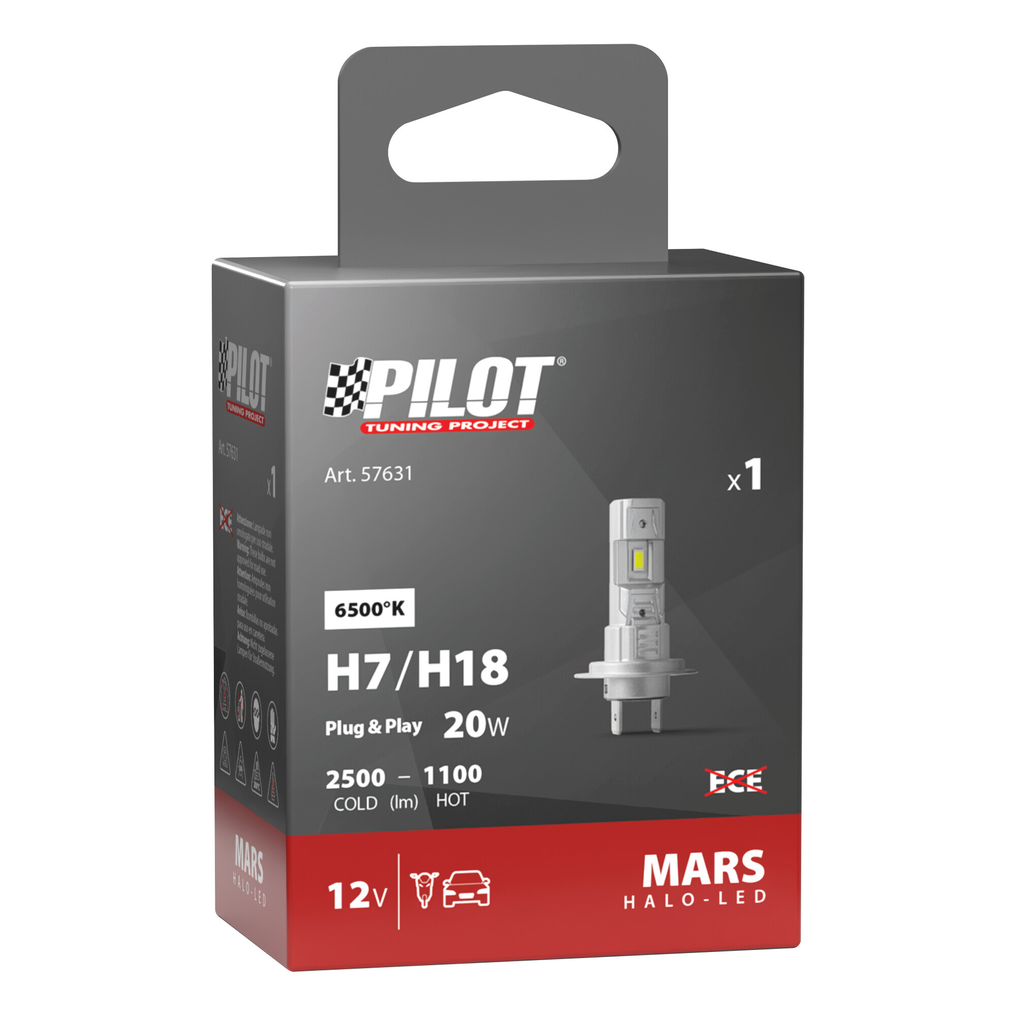 12V Halo Led Mars Series, kit conversione a Led - (H7-H18) - 20W - PX26d / PY26d-1 - 1 pz - Scatola - immagine 3