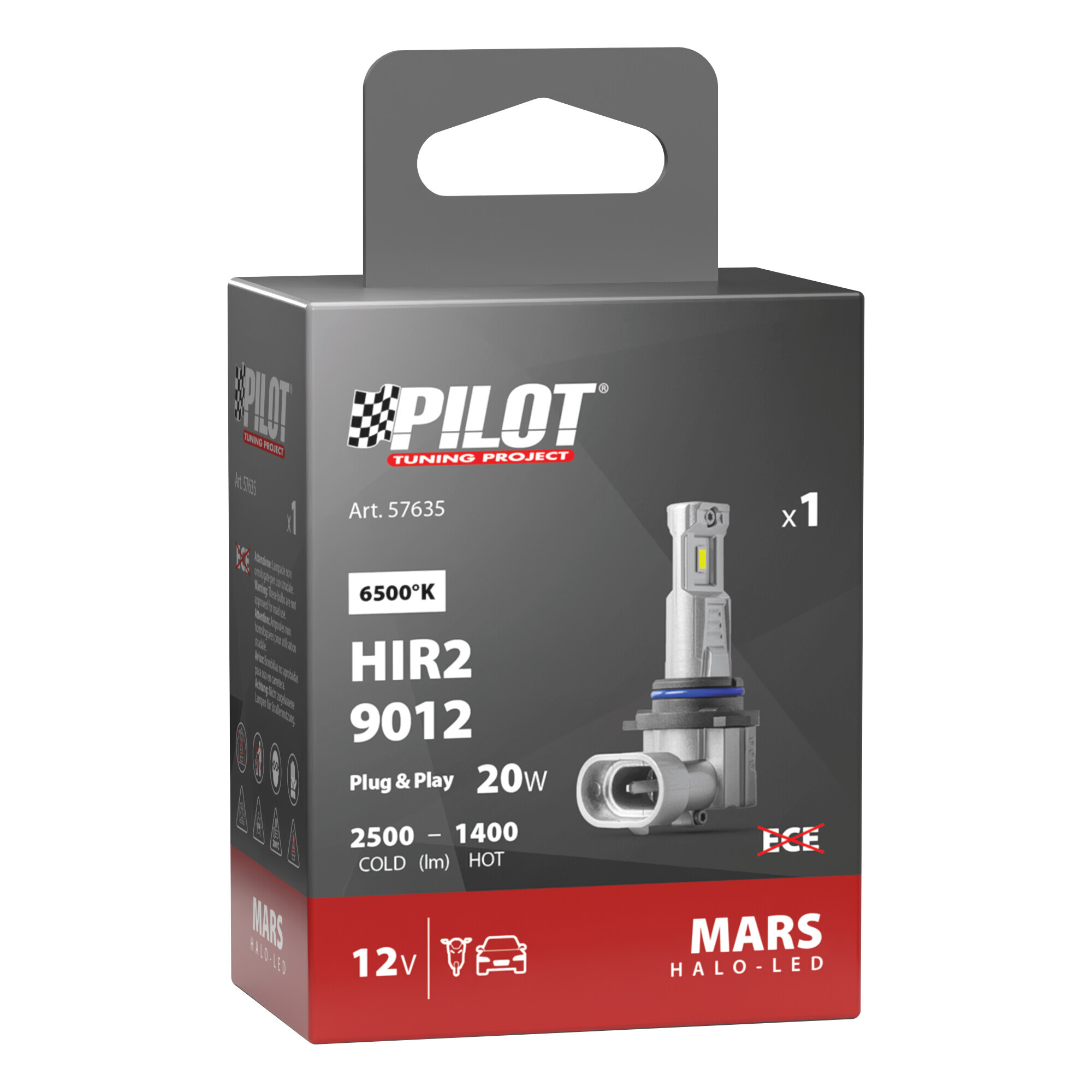 12V Halo Led Mars Series, kit conversione a Led - (HIR2) - 20W - PX22d - 1 pz - Scatola - immagine 3