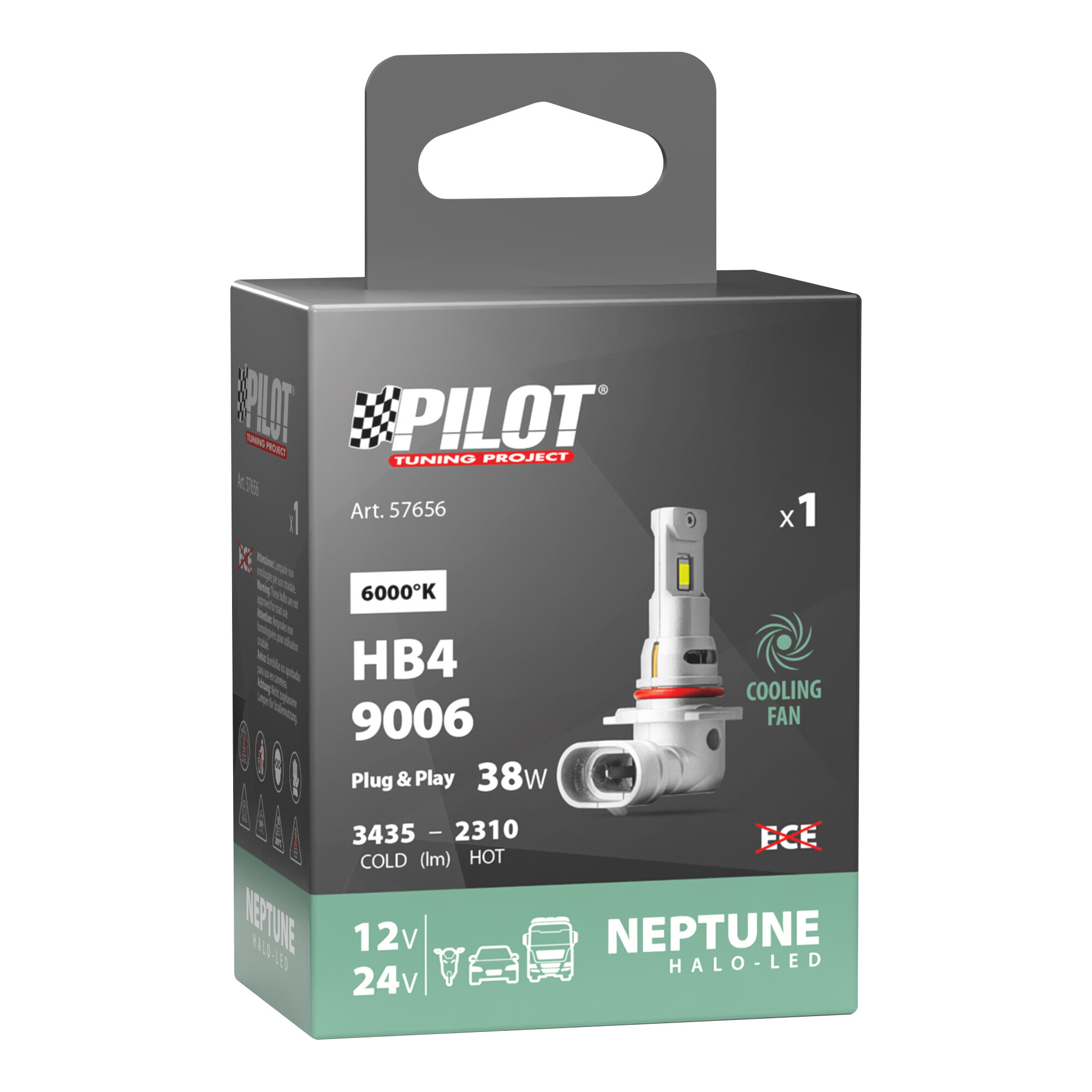 12/24V Halo Led Neptune Series, kit conversione a Led - (HB4) - 38W - P22d - 1 pz - Scatola - immagine 3
