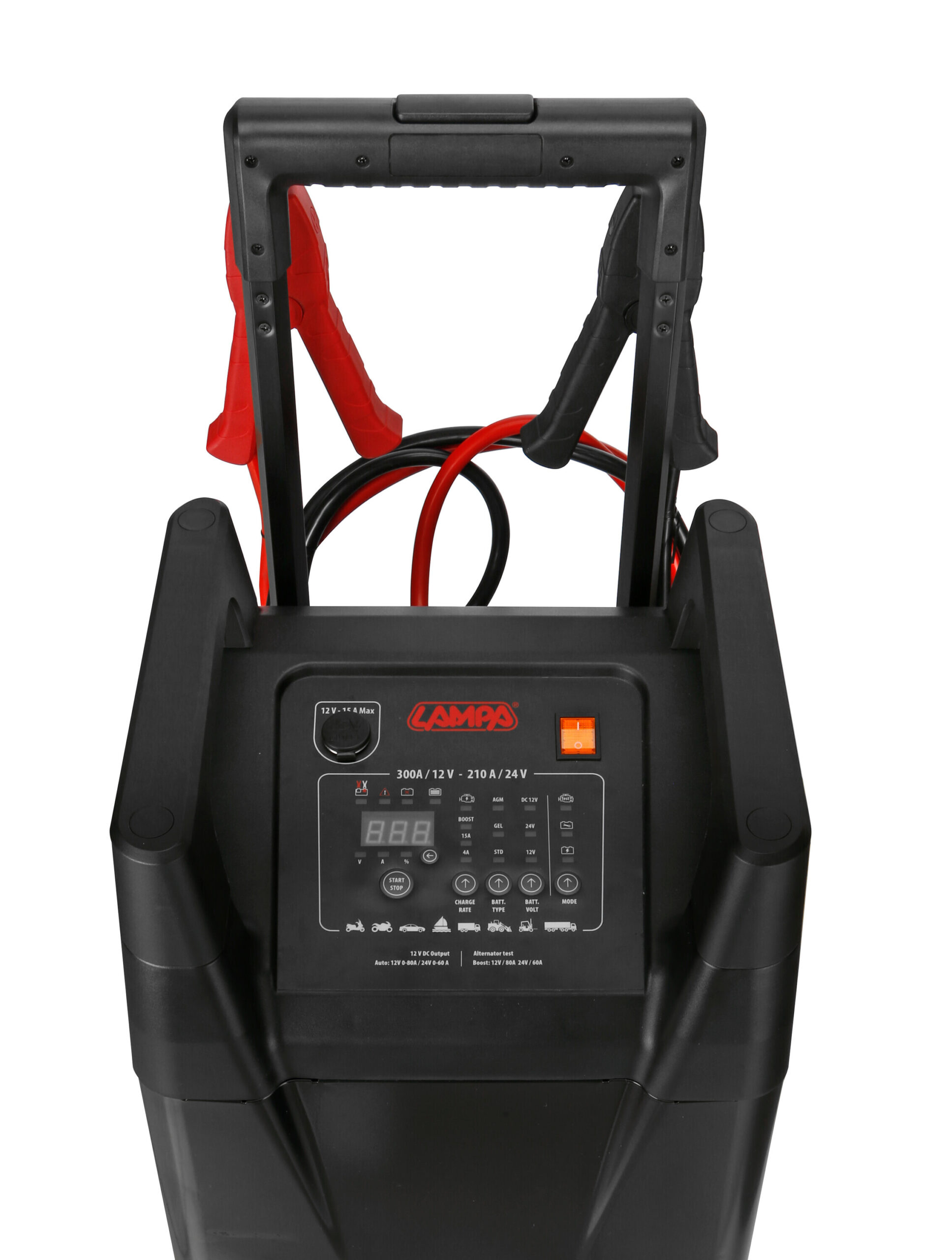 Caricabatterie professionale a carrello con funzione avviamento, 12/24V - immagine 3