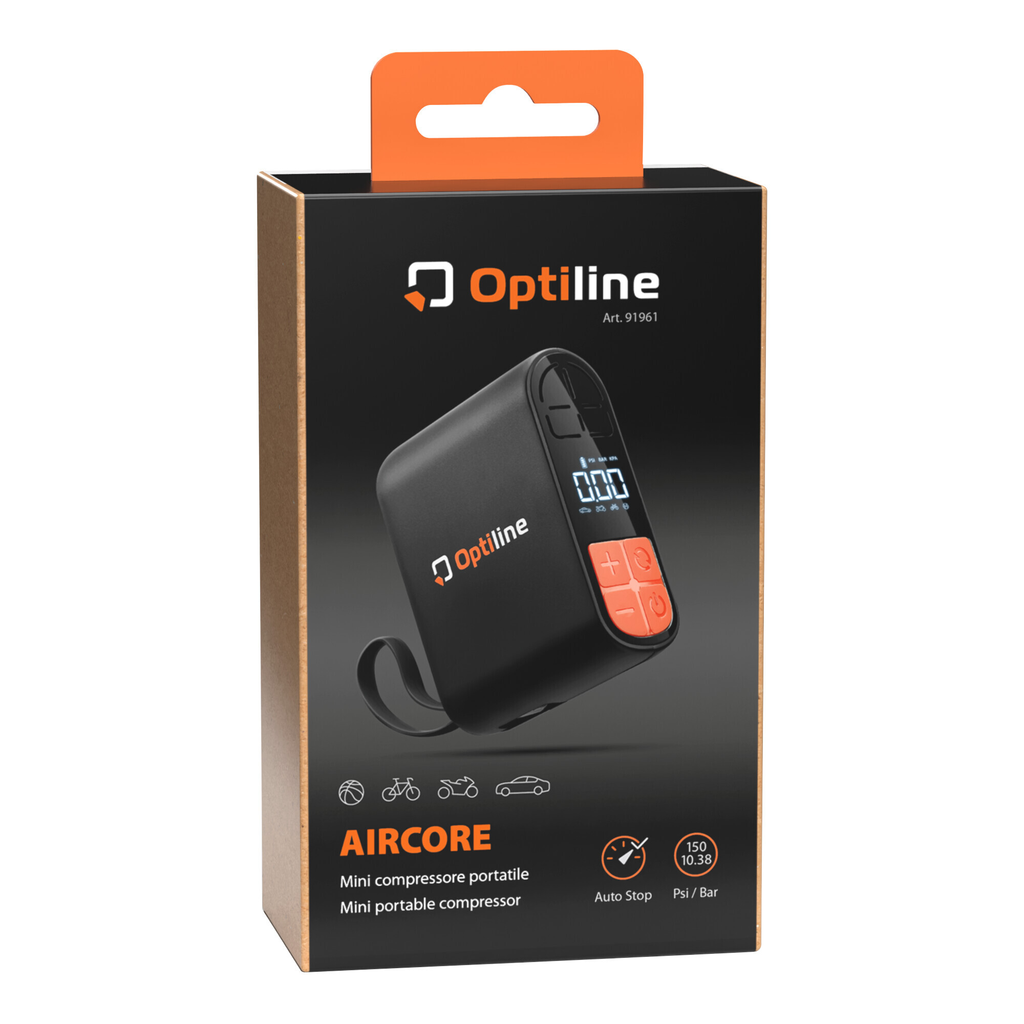 Aircore, mini compressore elettrico portatile compatibile con auto, moto, bici, palloni - immagine 11