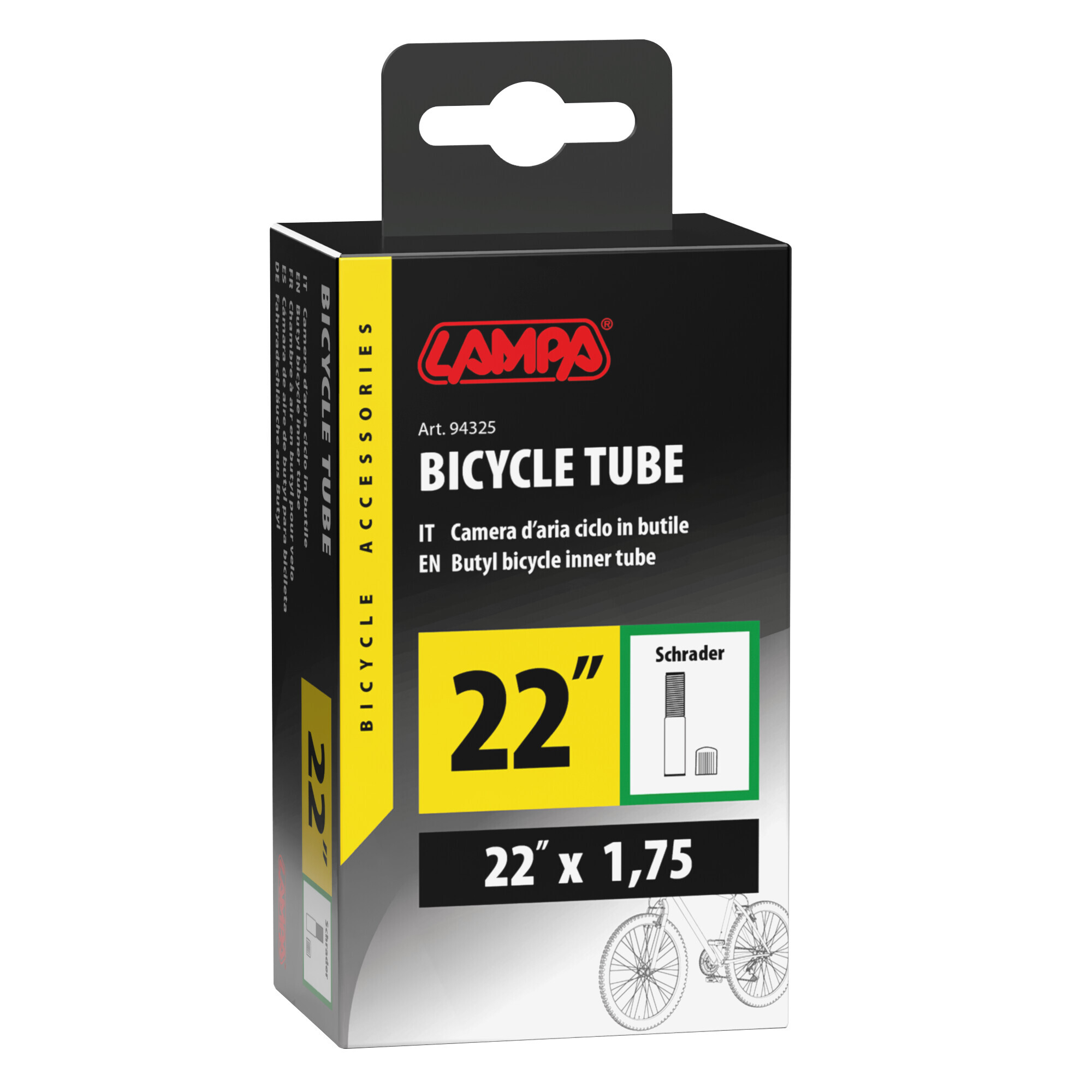 Camera aria in butile - Valvola Schrader - 22 x 1,75 - immagine 2