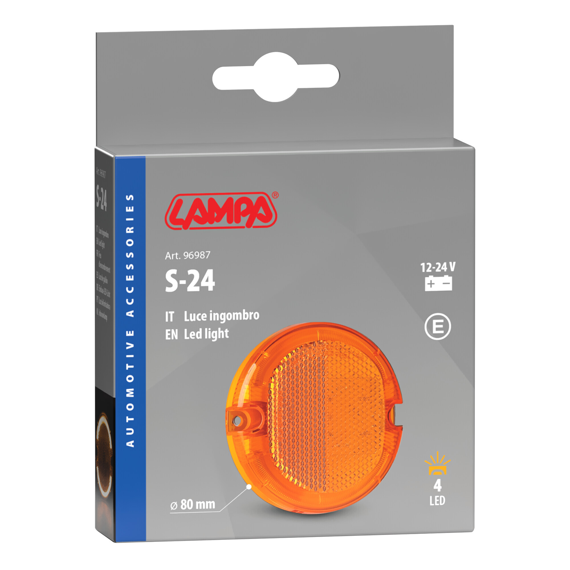 Luce ingombro - 4 Led - 12/24V - Arancio - immagine 5