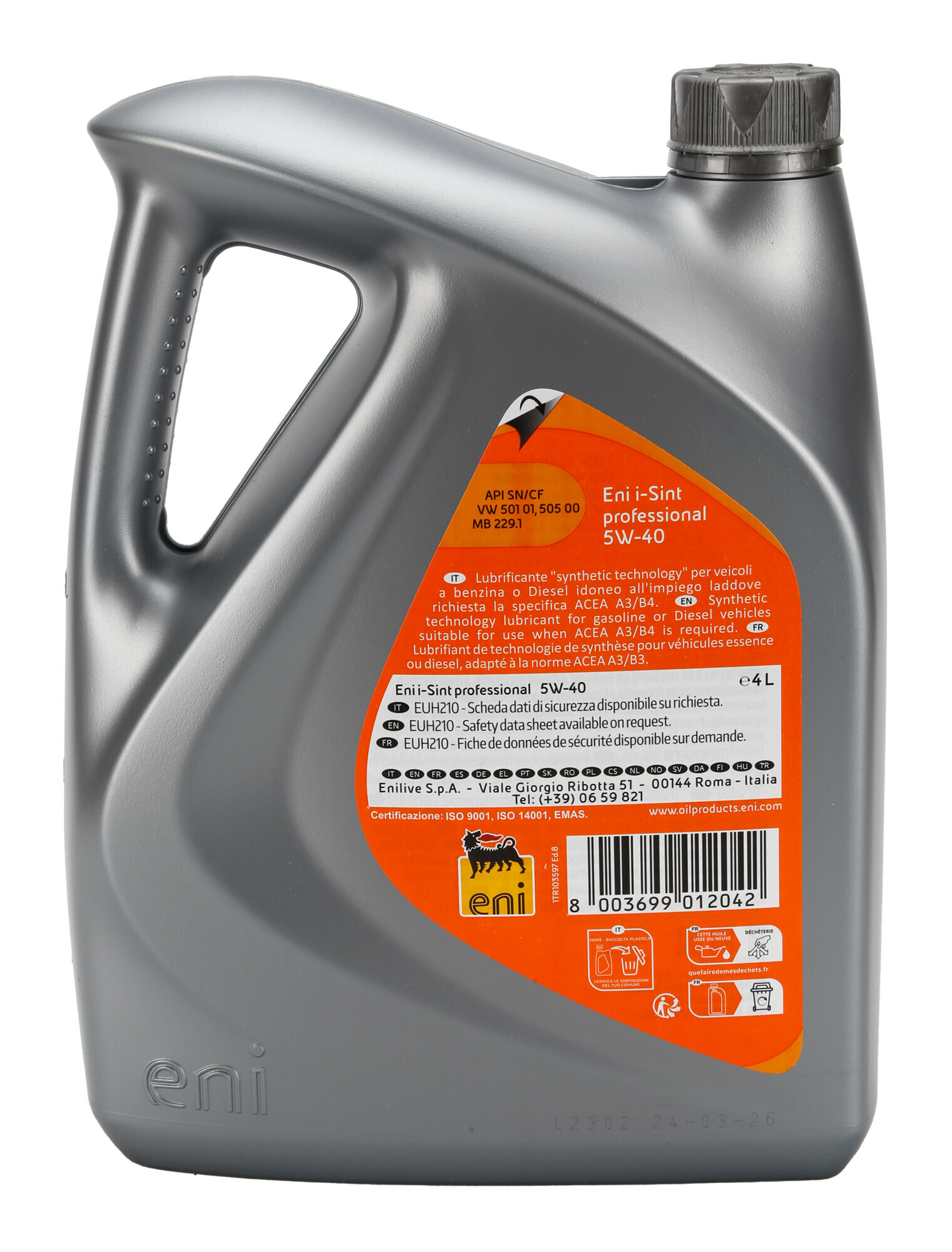 Eni i-Sint professional 5W-40, Olio motore auto - 4 L - immagine 2