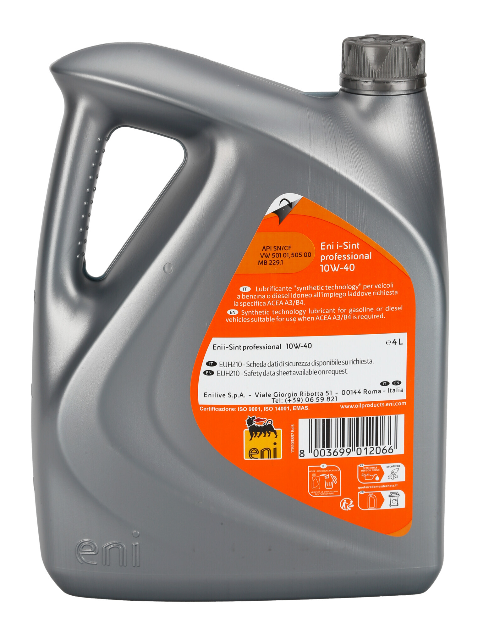 Eni i-Sint professional 10W-40, olio motore auto - 4 L - immagine 2