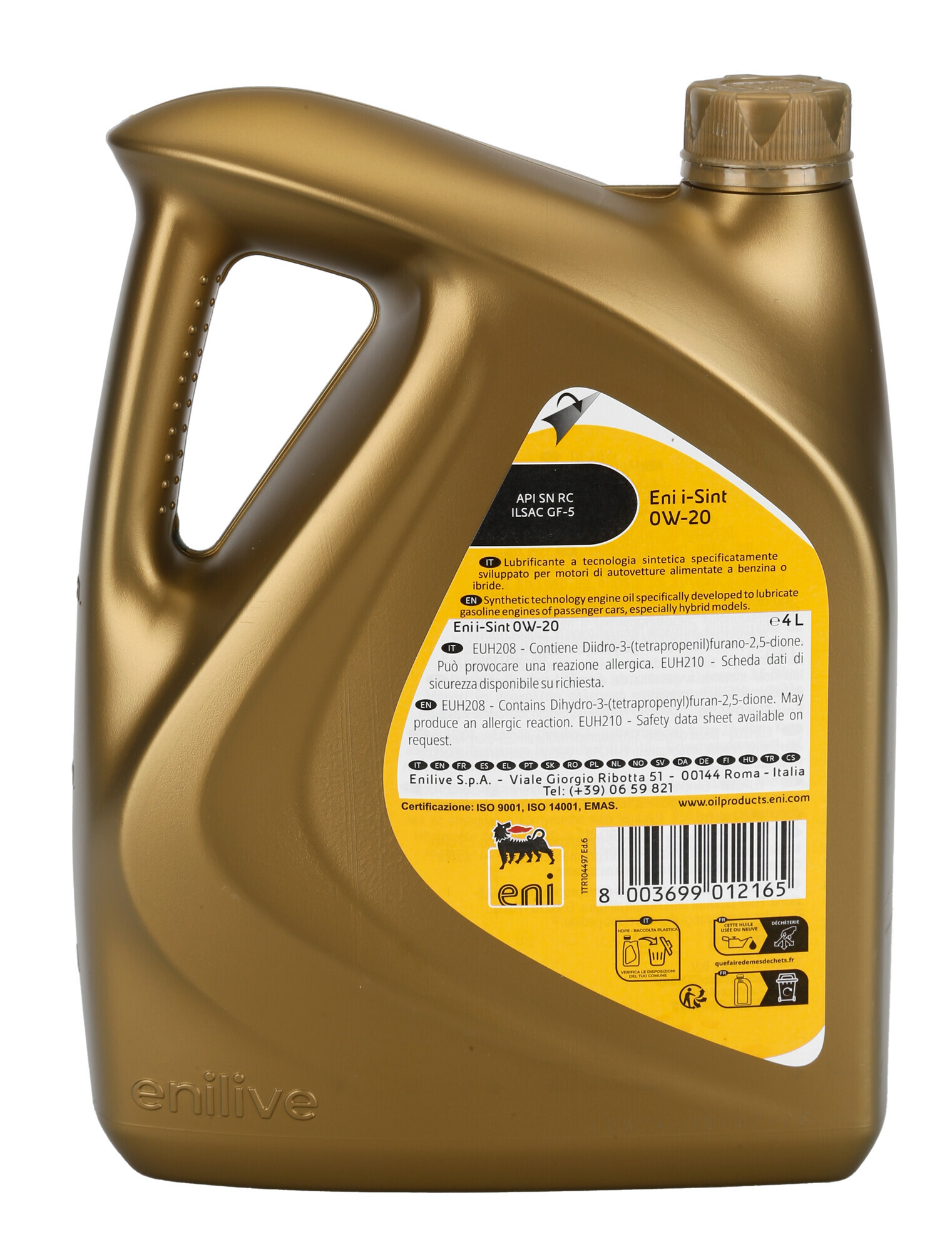 Eni i-Sint 0W-20, olio motore auto - 4 L - immagine 2