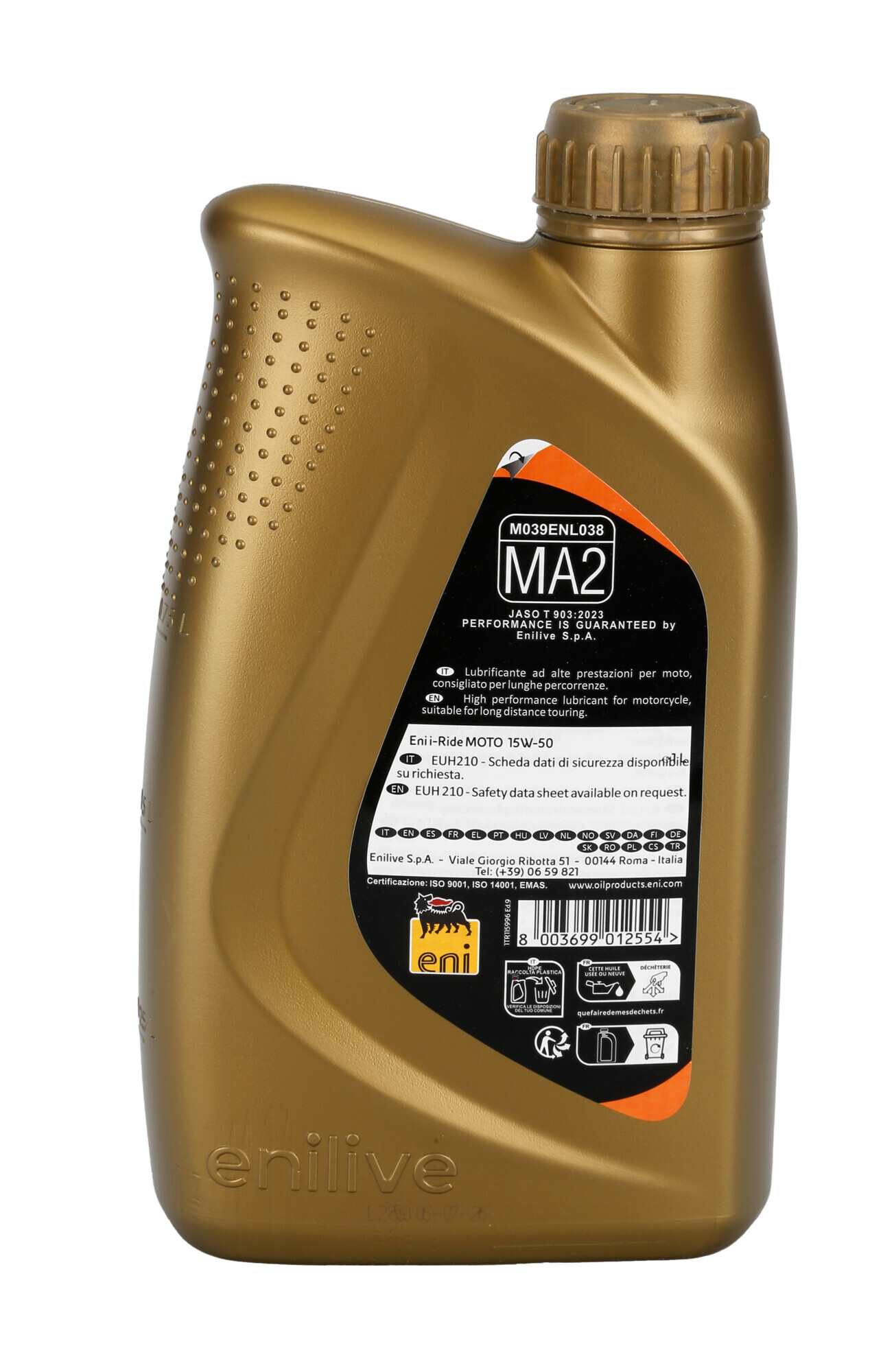 Eni i-Ride moto 15W-50, olio motore 4 tempi per moto - 1 L - immagine 2