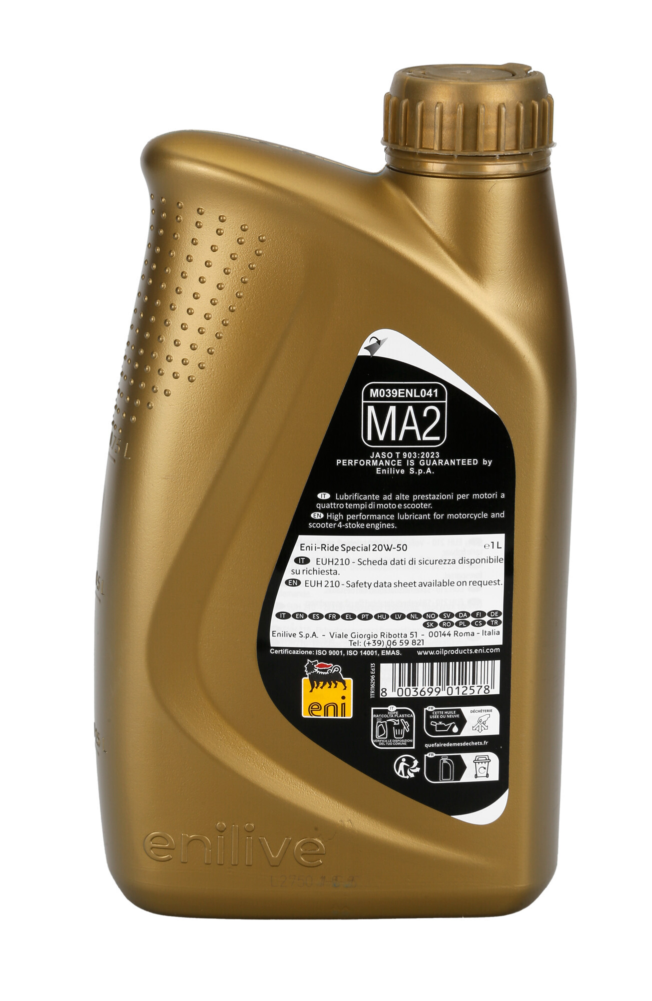 Eni i-Ride Special 20W-50, olio motore 4 tempi per moto - 1 L - immagine 2