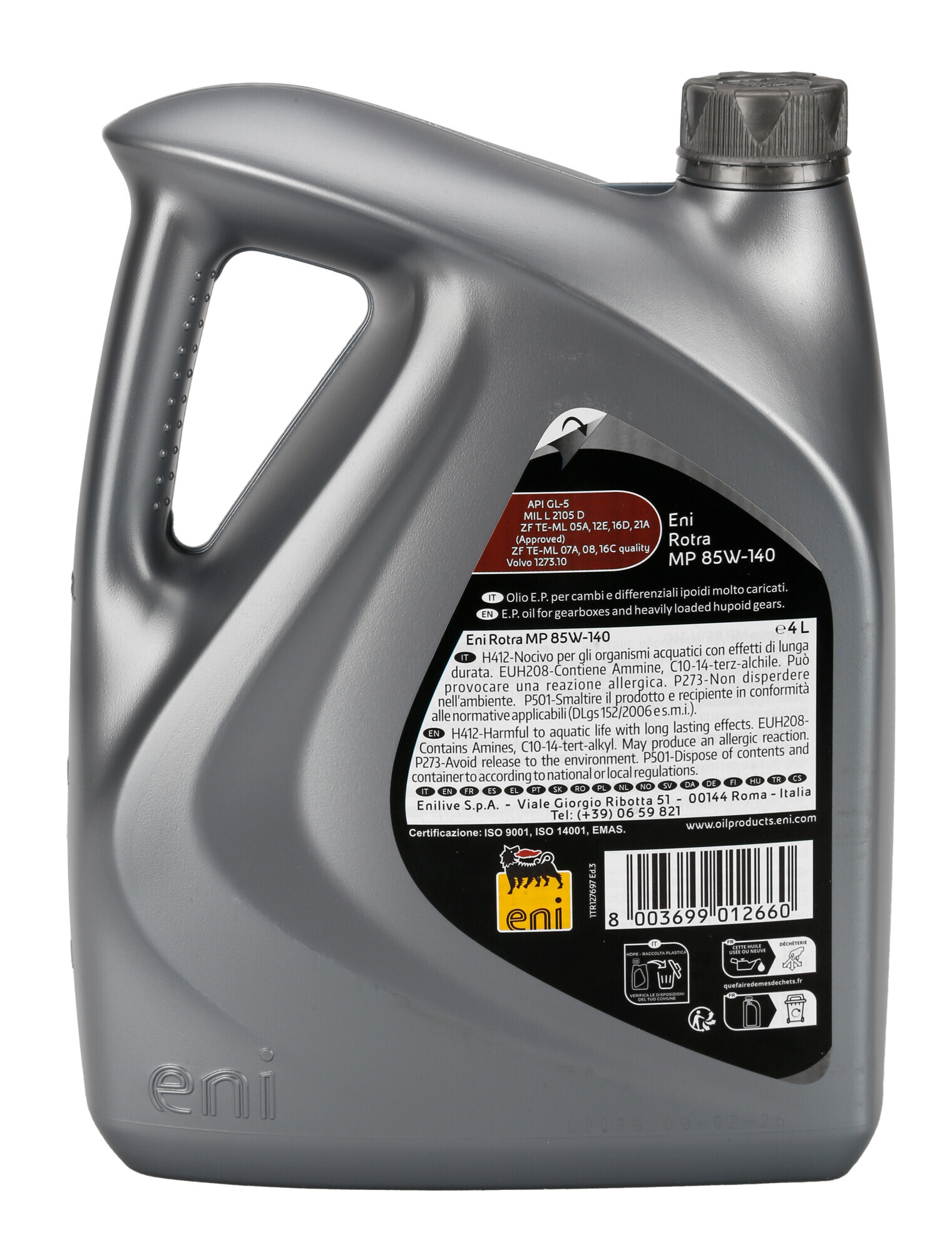 Eni Rotra MP 85W-140, olio per trasmissioni - 4 L - immagine 2