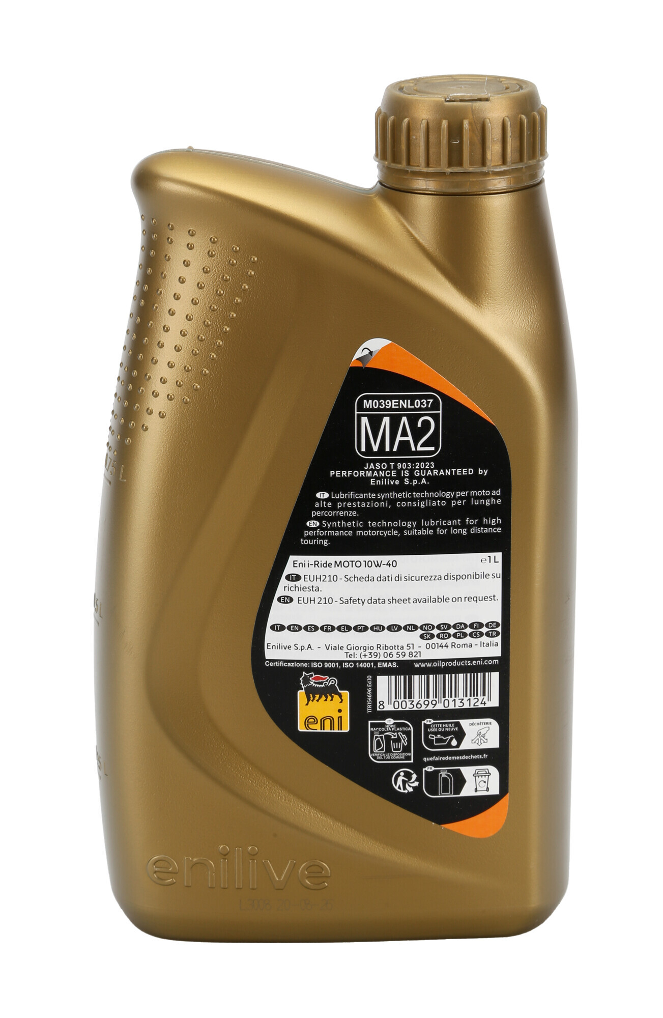 Eni i-Ride moto 10W-40, olio motore 4 tempi per moto - 1 L - immagine 2