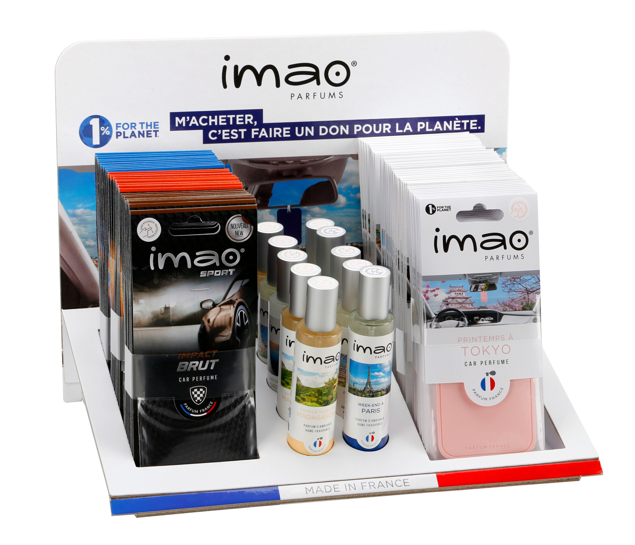 Imao, display da banco per 60 cards e 10 spray - 32x25x22 cm