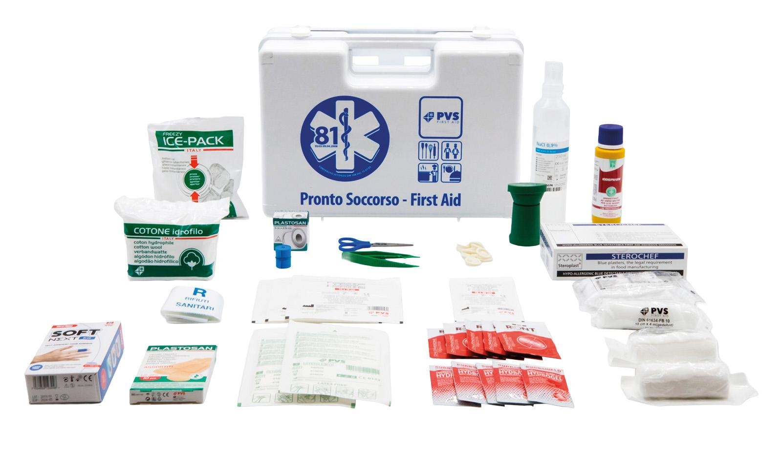 Cassetta primo soccorso conforme allegato 2 D.M. 388/2003 + maggiorazione HACCP