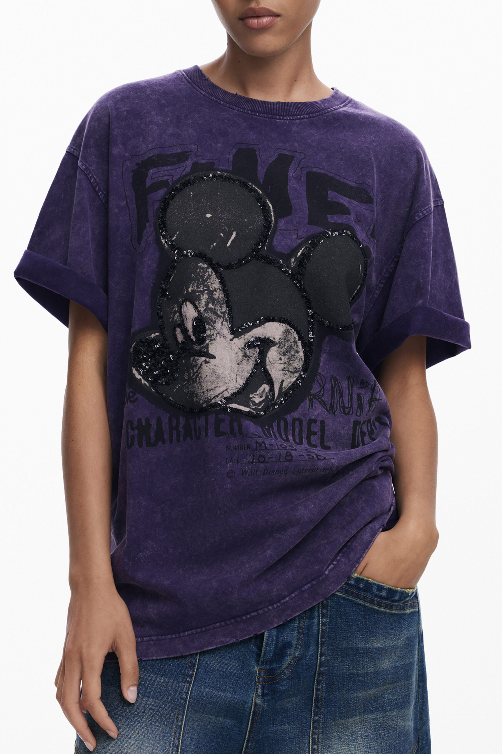 DESIGUAL T-SHIRT MANICHE CORTE DONNA - Viola