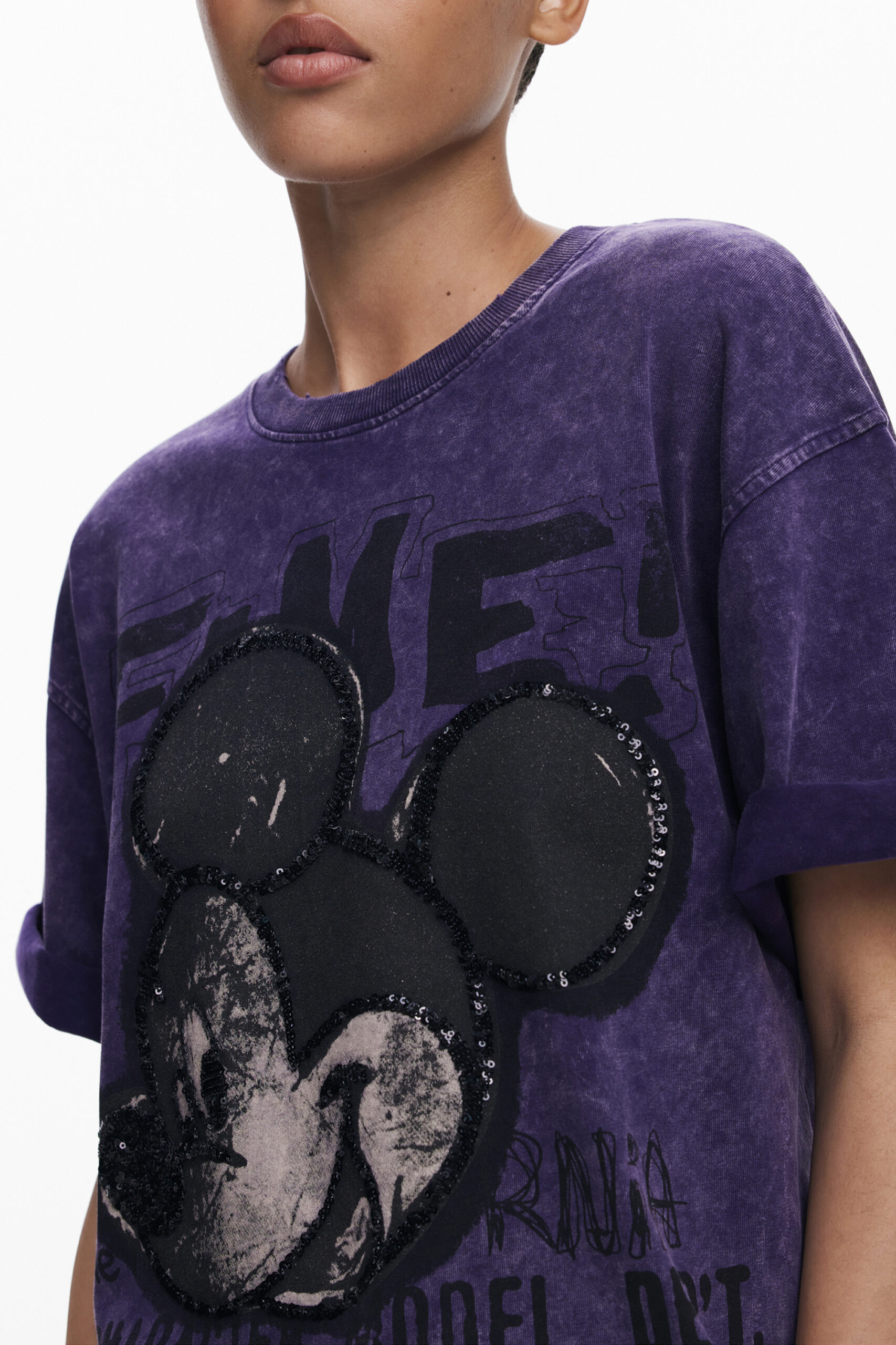 DESIGUAL T-SHIRT MANICHE CORTE DONNA - Viola - immagine 3