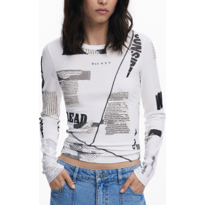 DESIGUAL T-SHIRT MANICHE LUNGHE DONNA - Bianco