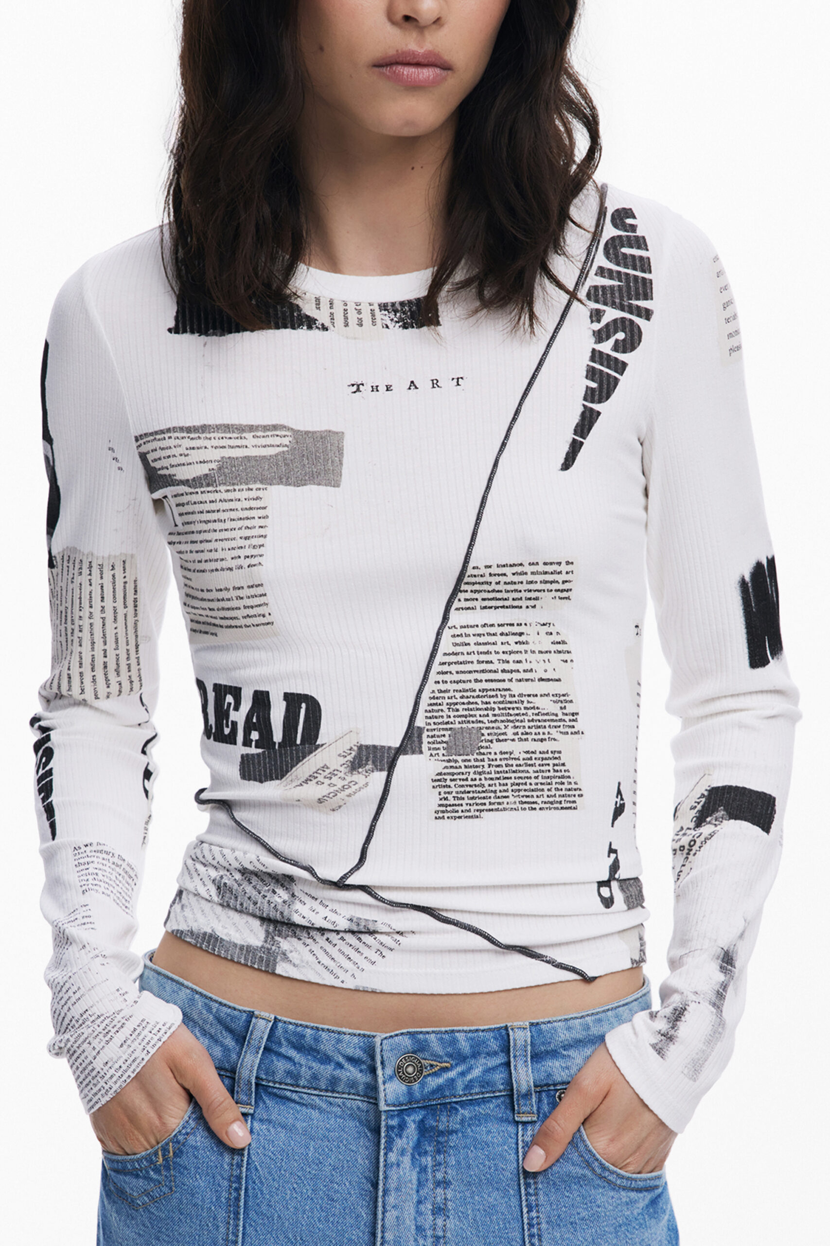 DESIGUAL T-SHIRT MANICHE LUNGHE DONNA - Bianco