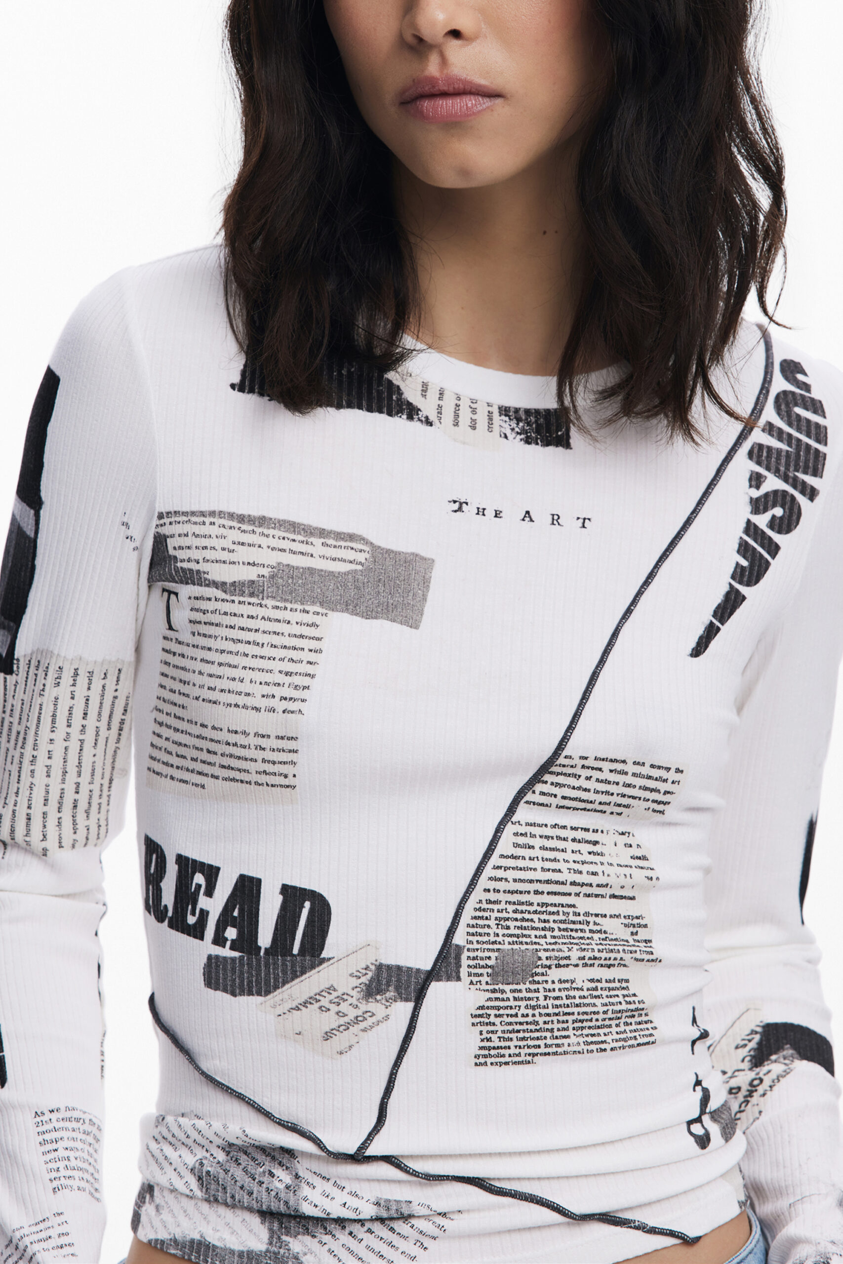 DESIGUAL T-SHIRT MANICHE LUNGHE DONNA - Bianco - immagine 3