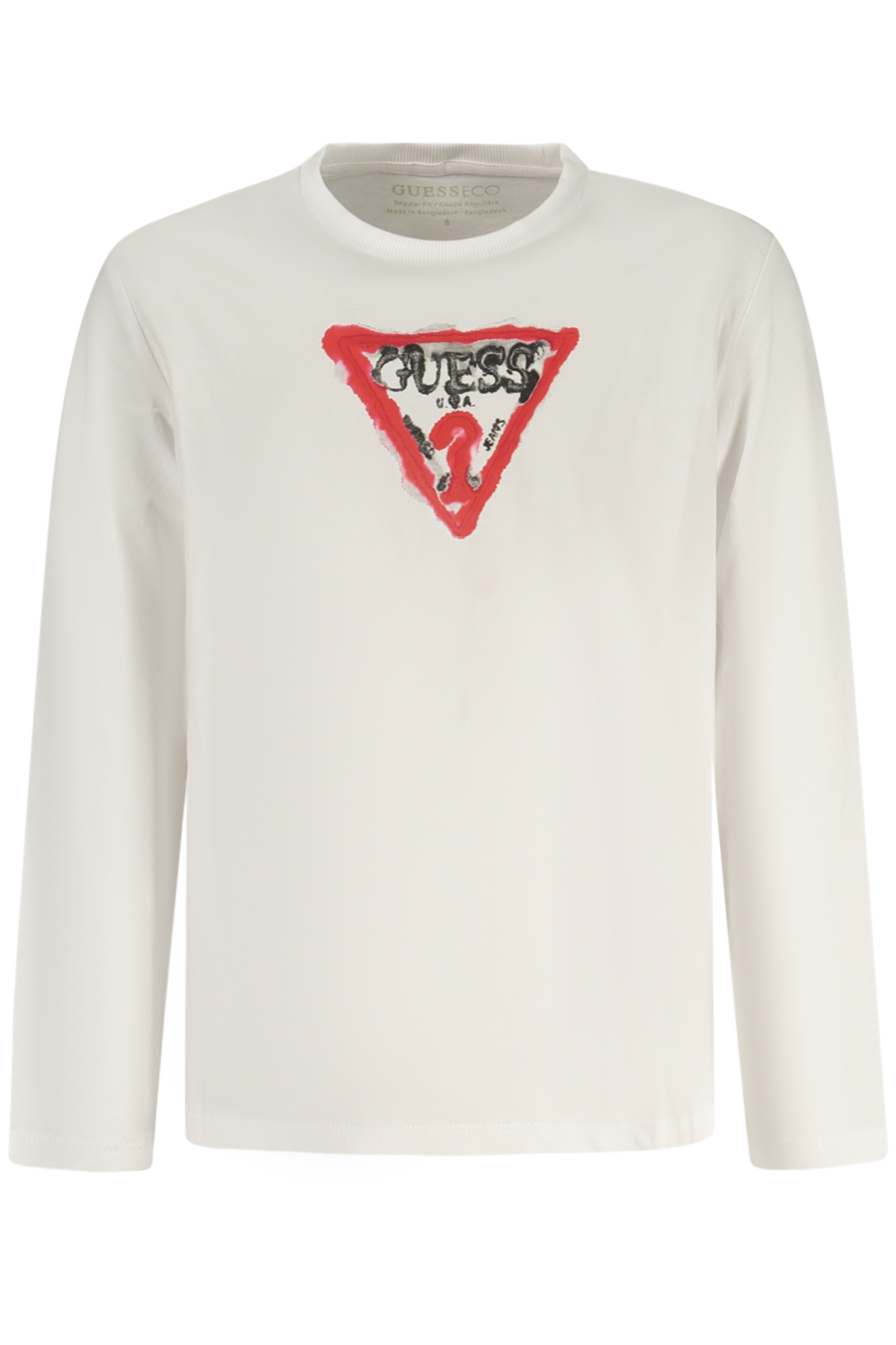 GUESS JEANS T-SHIRT MANICHE LUNGHE BAMBINO - Bianco