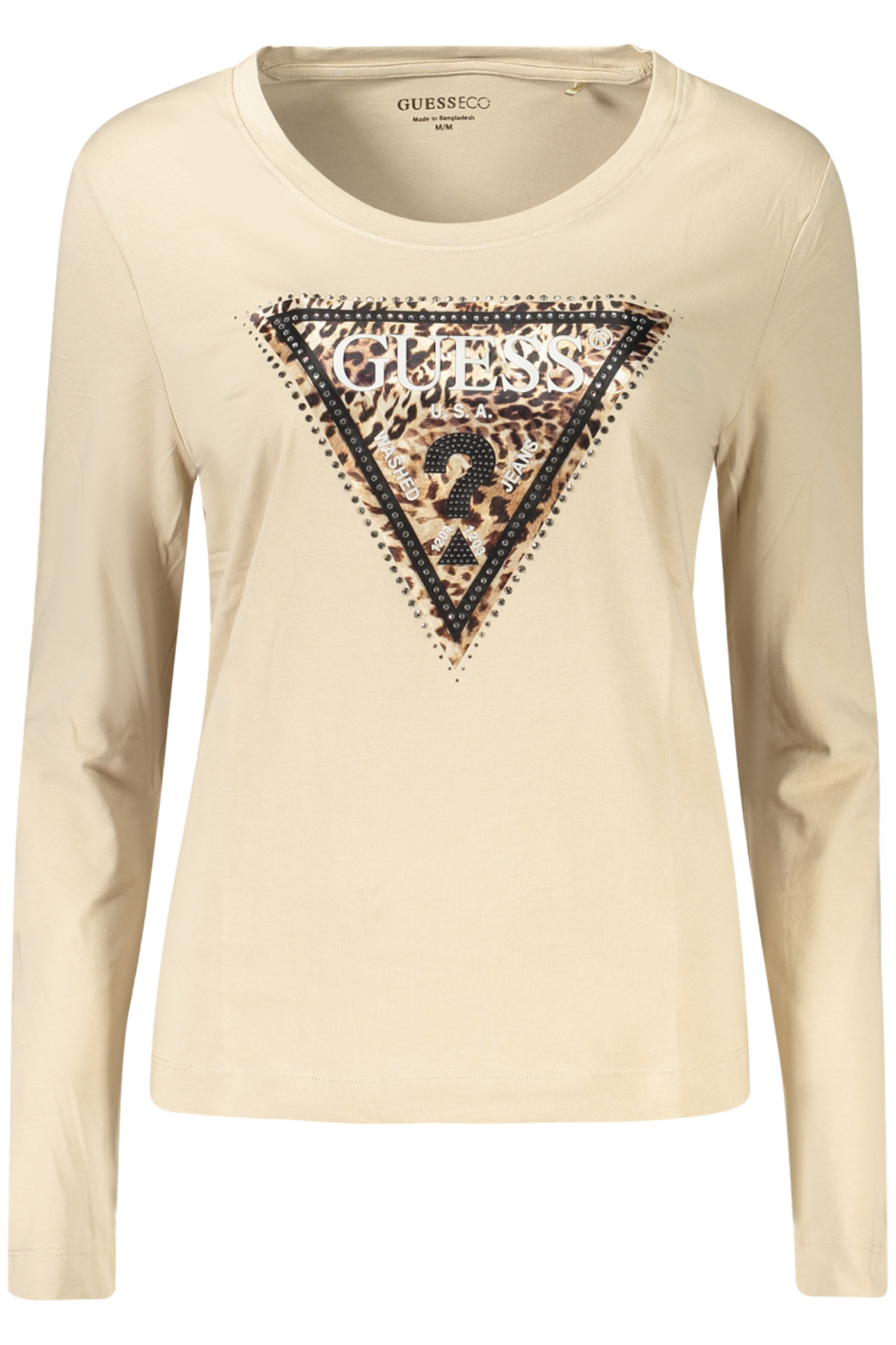 GUESS JEANS T-SHIRT MANICHE LUNGHE DONNA - Beige