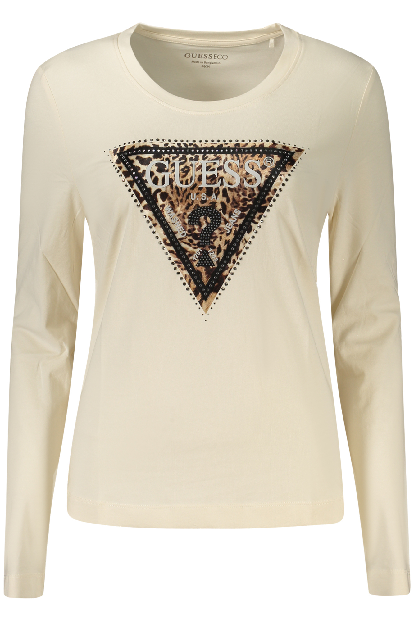 GUESS JEANS T-SHIRT MANICHE LUNGHE DONNA - Beige