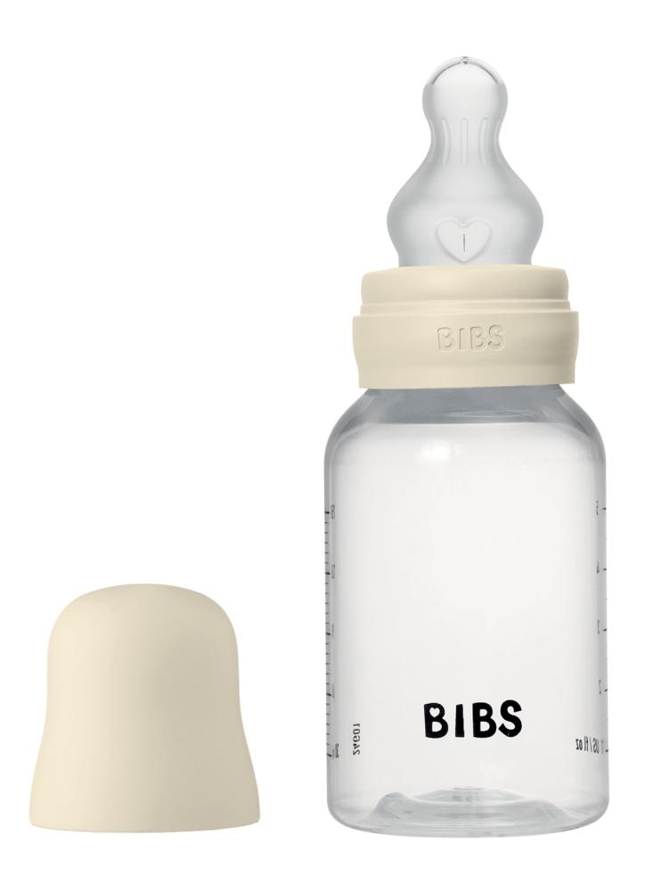 Biberon in plastica con tettarella in silicone 150 ml flusso lento Ivory