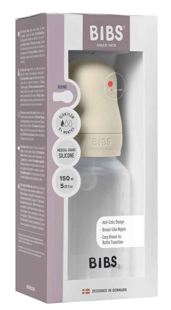 Biberon in plastica con tettarella in silicone 150 ml flusso lento Ivory - immagine 3