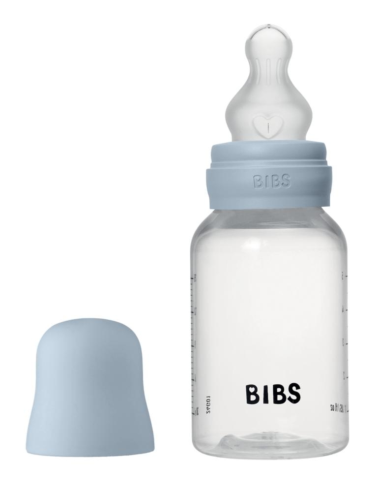 Biberon in plastica con tettarella in silicone 150 ml flusso lento Baby Blue
