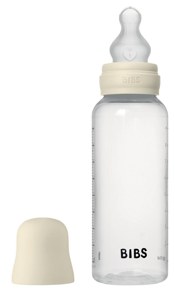 Biberon in plastica con tettarella in silicone 270 ml flusso medio Ivory