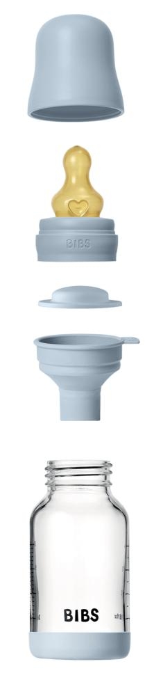 Biberon in vetro con tettarella in lattice 120 ml flusso lento Baby Blue - immagine 2