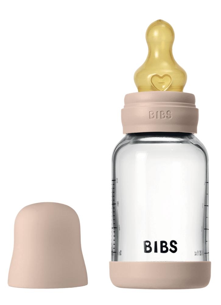 Biberon in vetro con tettarella in lattice 120 ml flusso lento Blush