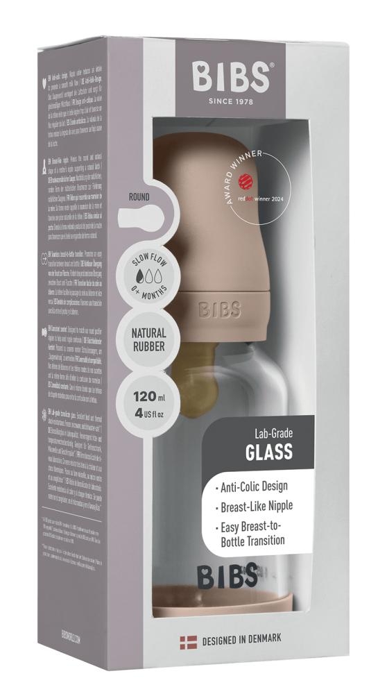 Biberon in vetro con tettarella in lattice 120 ml flusso lento Blush - immagine 3