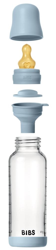 Biberon in vetro con tettarella in lattice 240 ml flusso medio Baby Blue - immagine 2